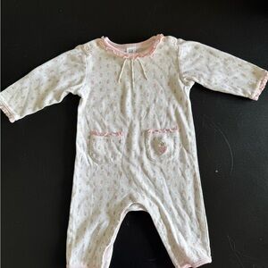 GAP Cream and Pink Quilted Footies One Piece